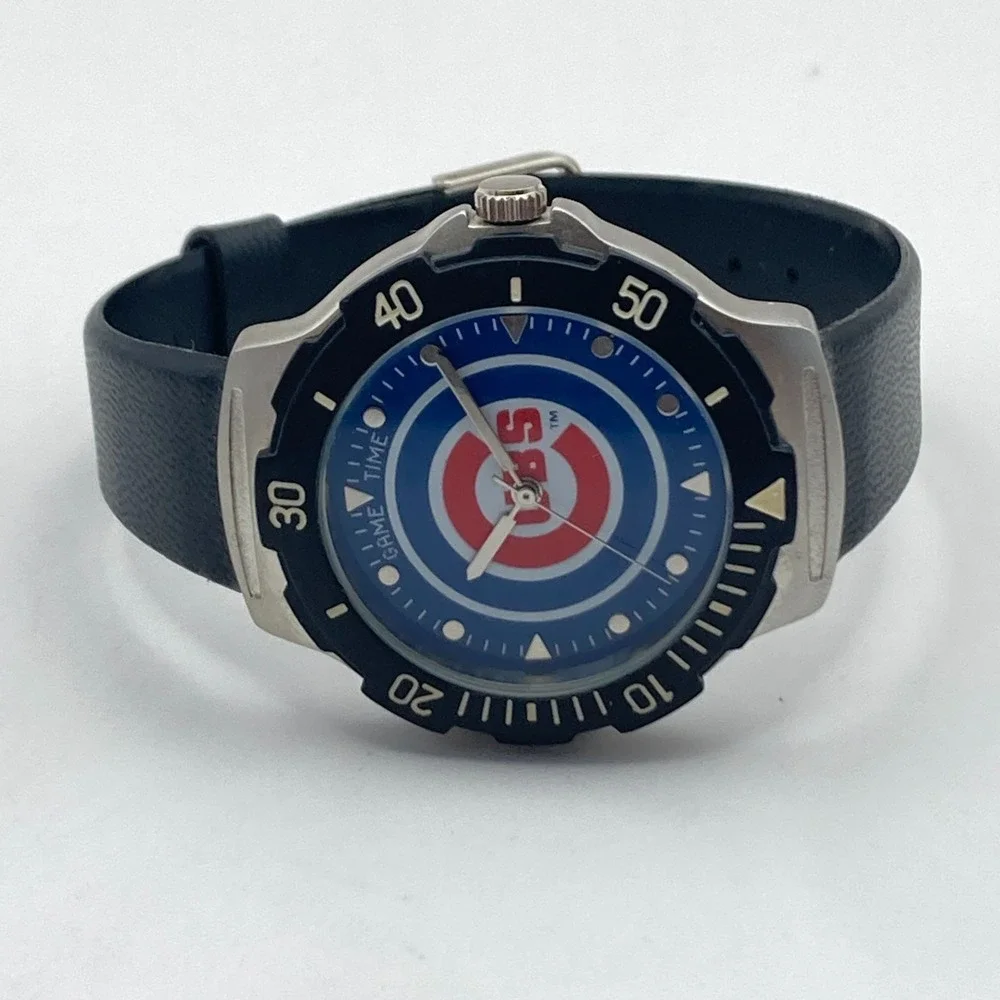Chicago Cubs Men's Watch MLB Game Time 38mm Rotating Bezel New Battery 8.5